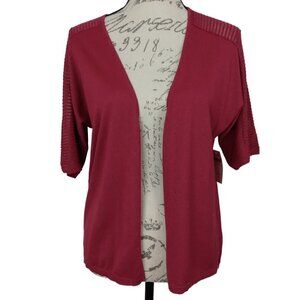 Coldwater Creek | NWT Cranberry Red "Breezy Silk Cardigan" Sparkle | Size S (8)
